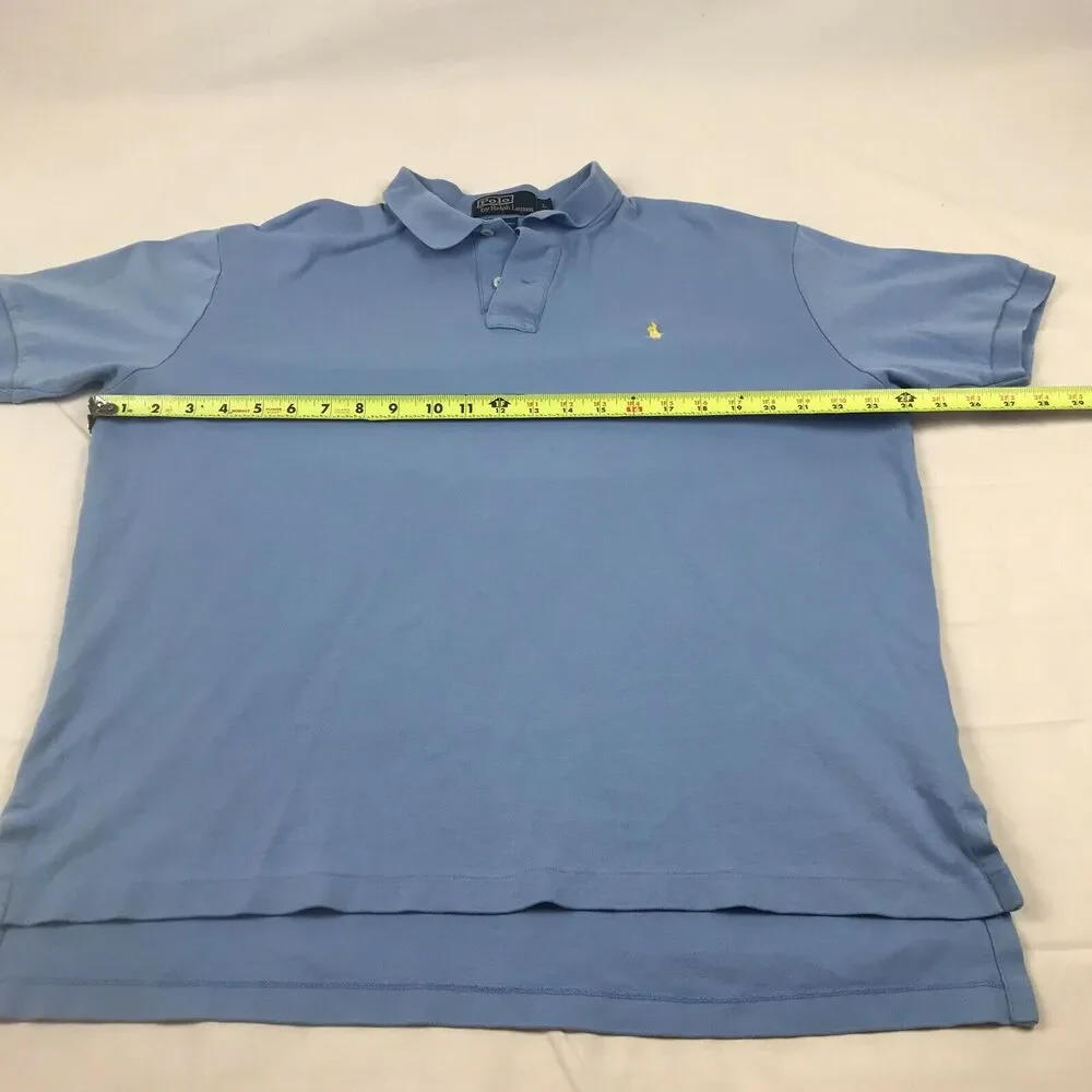 Vintage RALPH LAUREN MENS POLO SHIRT‎ SIZE L LARGE Blue SHORT SLEEVE 100% COTTON